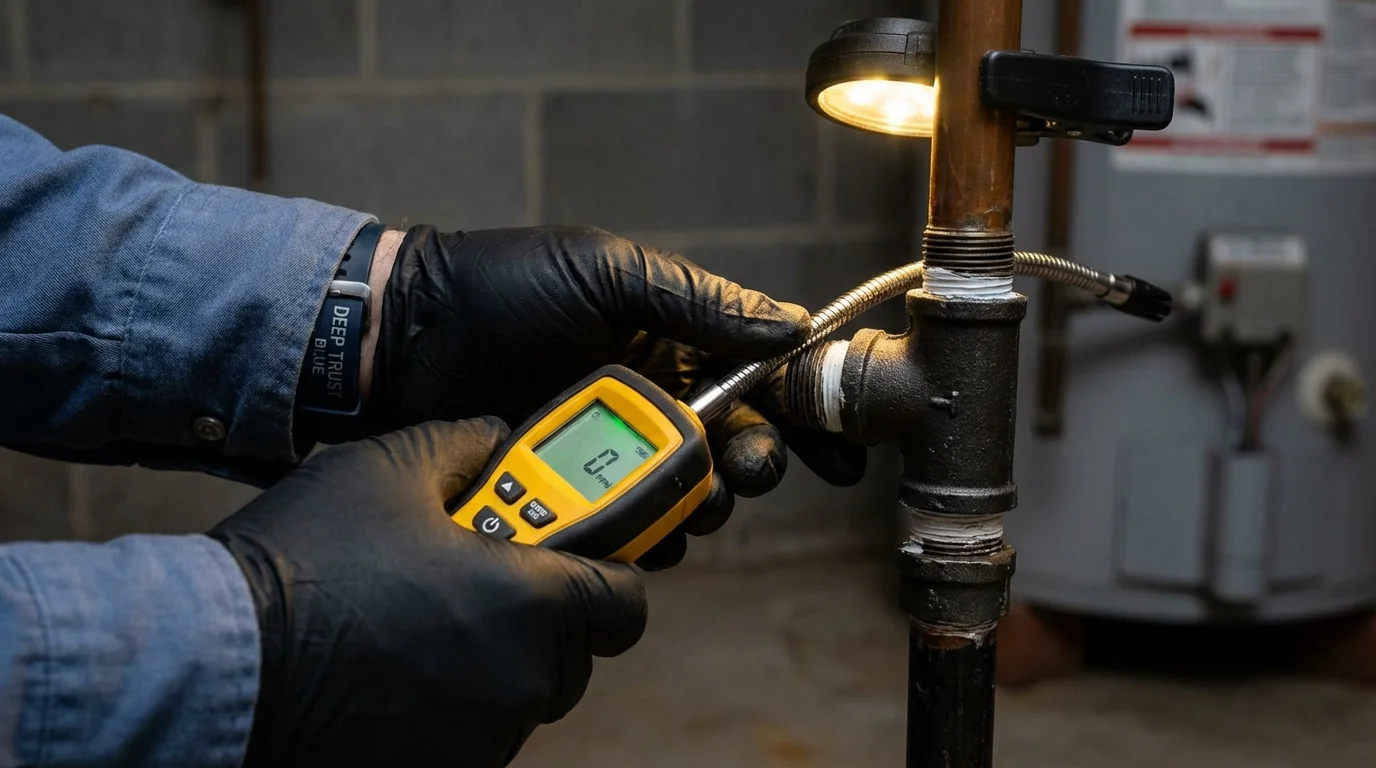 Gas leak detection with electronic sniffer by Johns Plumbing LLC in Saline