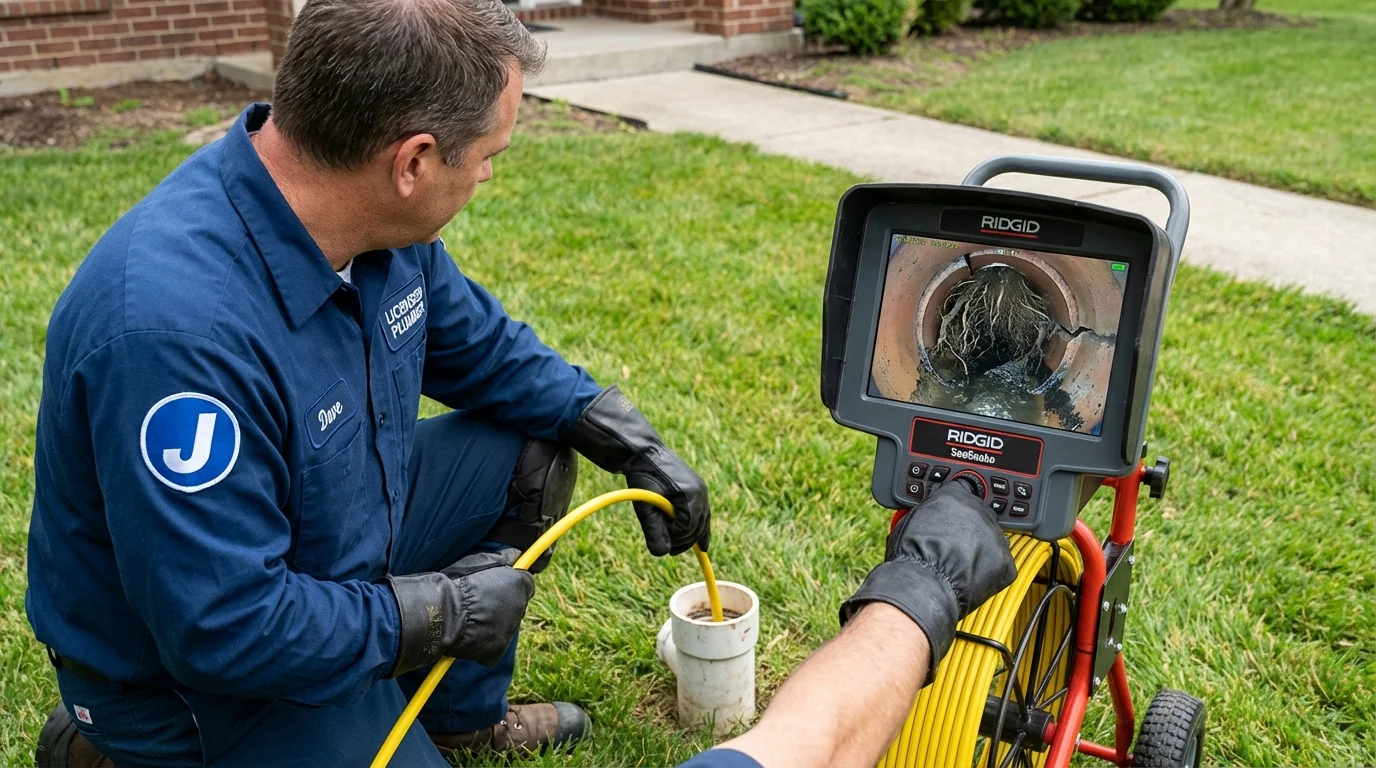 Sewer camera inspection being performed by Johns Plumbing LLC in Saline
