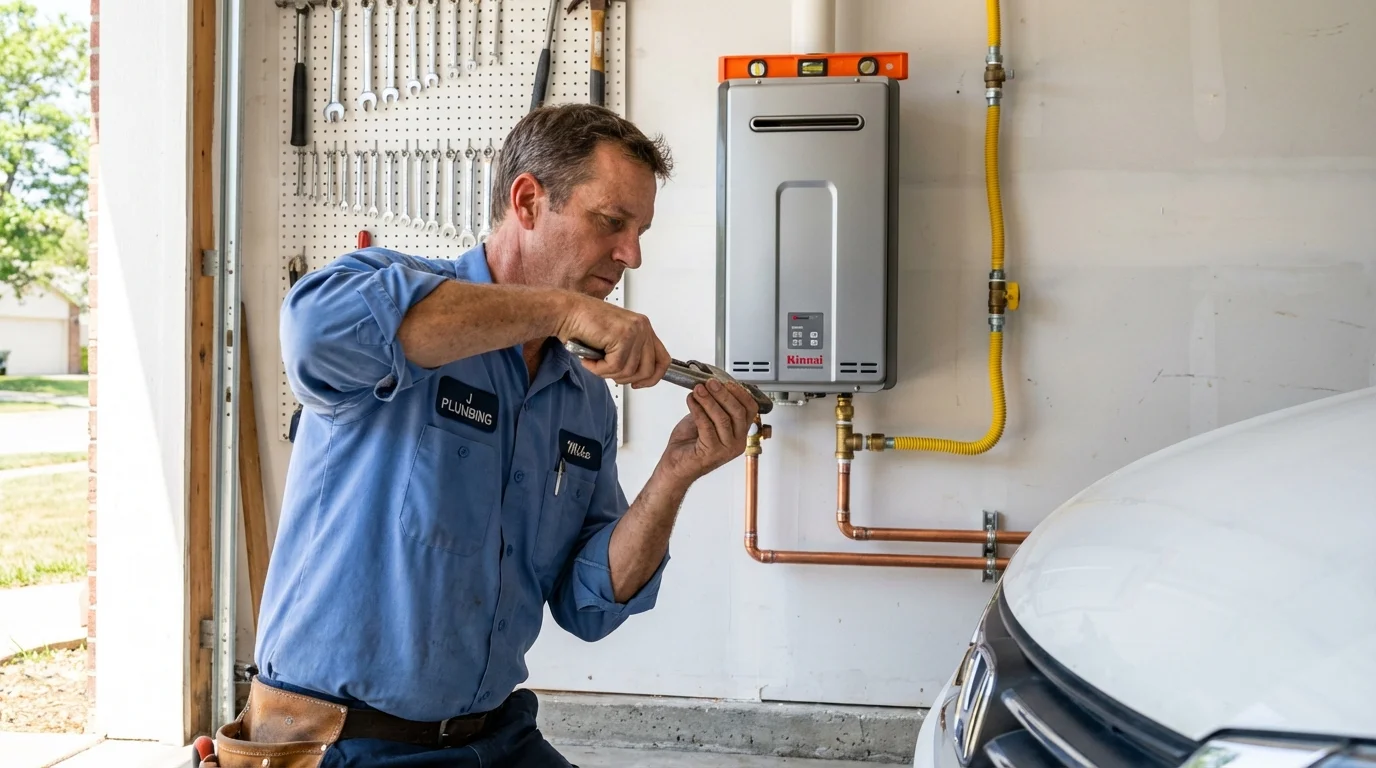 Tankless water heater installation by a Johns Plumbing LLC plumber in Saline